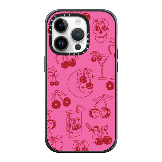 Kira Cyan x CASETiFY iPhone 14 Pro ケース マットブラック インパクトケース MagSafe対応 Cherry Tattoo Flash