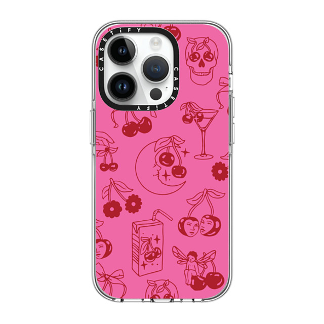 Kira Cyan x CASETiFY iPhone 14 Pro ケース クリア クリア ケース MagSafe対応 Cherry Tattoo Flash