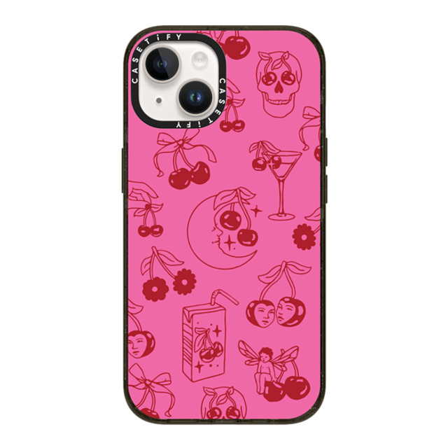 Kira Cyan x CASETiFY iPhone 14 ケース ブラック インパクトケース MagSafe対応 Cherry Tattoo Flash