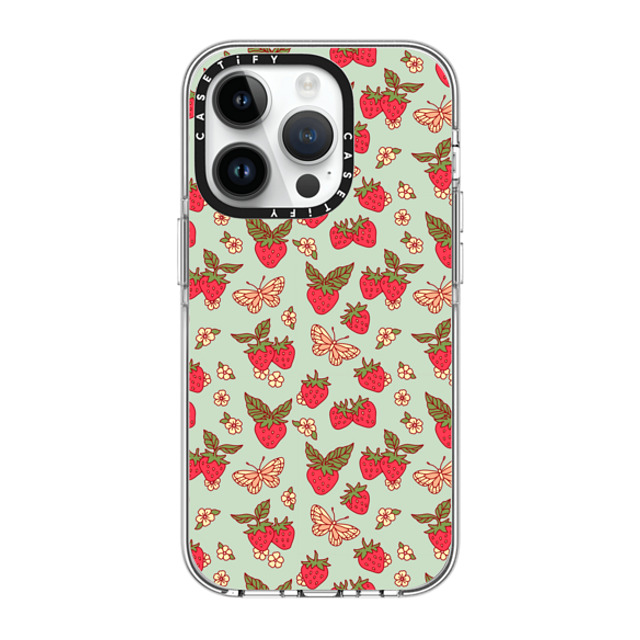 Kira Cyan x CASETiFY iPhone 14 Pro ケース クリア クリア ケース MagSafe対応 Strawberry Field