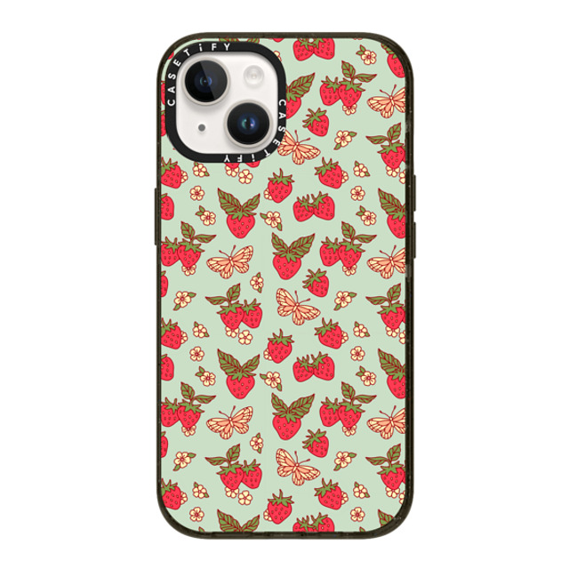 Kira Cyan x CASETiFY iPhone 14 ケース ブラック インパクトケース Strawberry Field