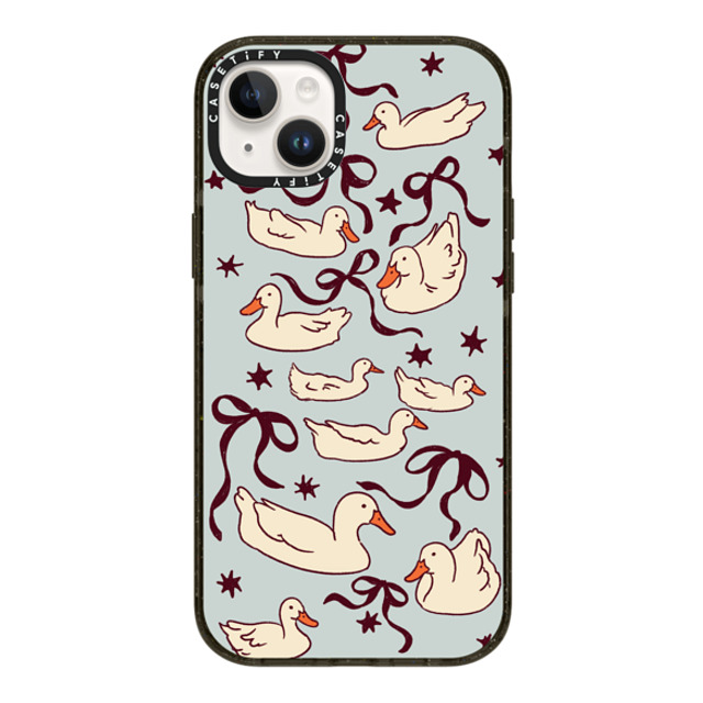 Kira Cyan x CASETiFY iPhone 14 Plus ケース Floral,Animal ブラック インパクトケース Ducks and bows Mother's Day Kira Cyan x CASETiFY iPhone 14 Plus ケース Floral,Animal ブラック インパクトケース Ducks and bows Mother's Day
