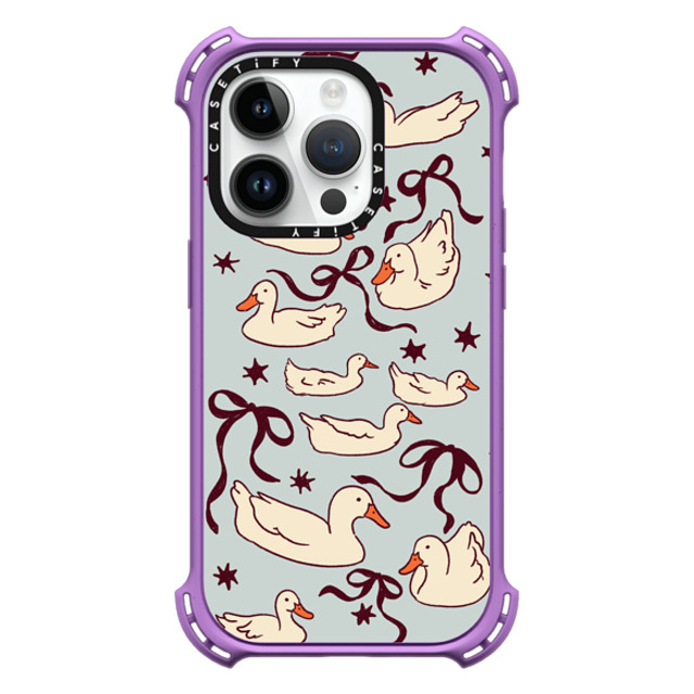 Kira Cyan x CASETiFY iPhone 14 Pro ケース Matte Purple バウンスケース Ducks and bows