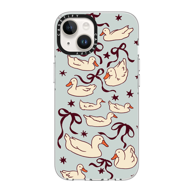 Kira Cyan x CASETiFY iPhone 14 ケース クリア クリア ケース MagSafe対応 Ducks and bows