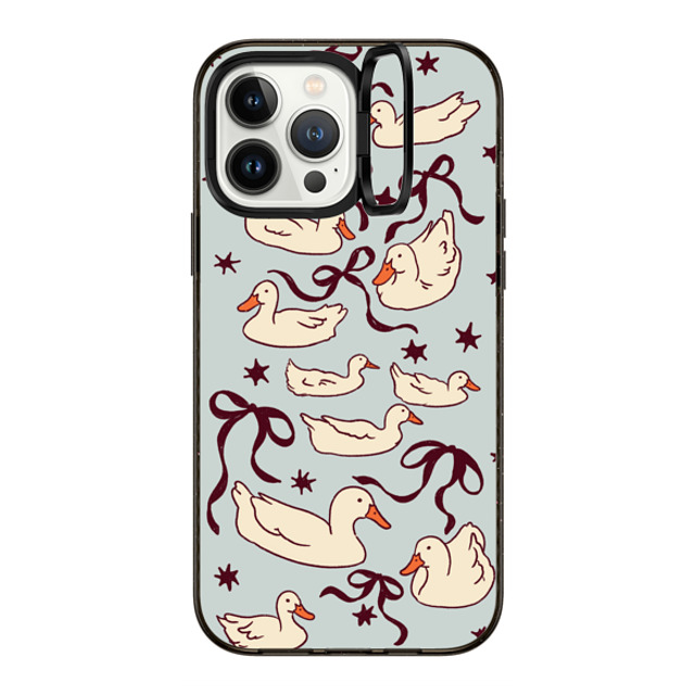 Kira Cyan x CASETiFY iPhone 13 Pro Max ケース ブラック インパクトリングスタンドケース MagSafe対応 Ducks and bows