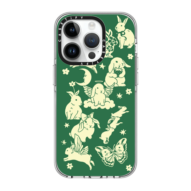 Kira Cyan x CASETiFY iPhone 14 Pro ケース クリア クリア ケース MagSafe対応 Spring Bunnies