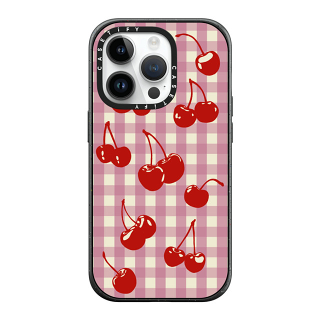 Kira Cyan x CASETiFY iPhone 14 Pro ケース マットブラック インパクトケース MagSafe対応 Cherry Gingham