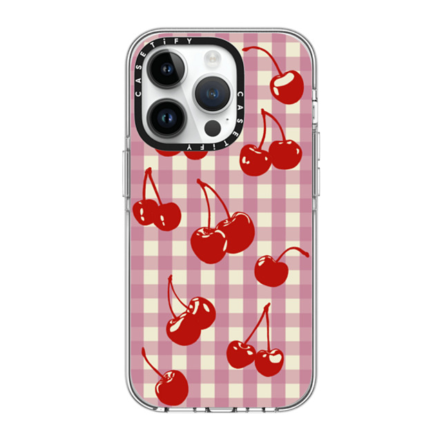 Kira Cyan x CASETiFY iPhone 14 Pro ケース クリア クリア ケース MagSafe対応 Cherry Gingham