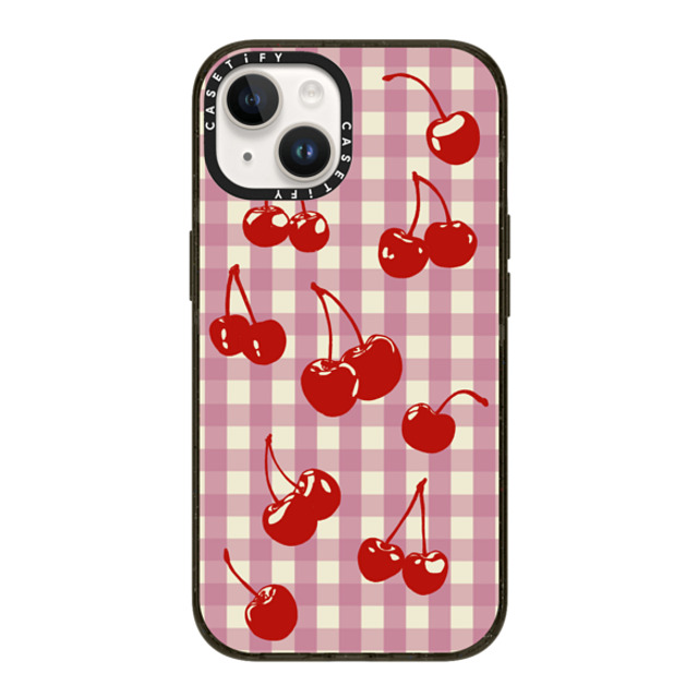 Kira Cyan x CASETiFY iPhone 14 ケース ブラック インパクトケース MagSafe対応 Cherry Gingham