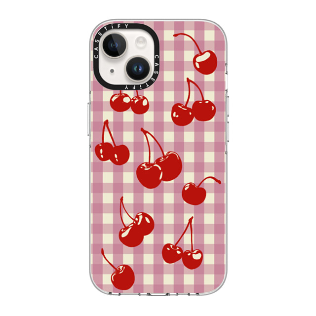 Kira Cyan x CASETiFY iPhone 14 ケース クリア クリア ケース MagSafe対応 Cherry Gingham