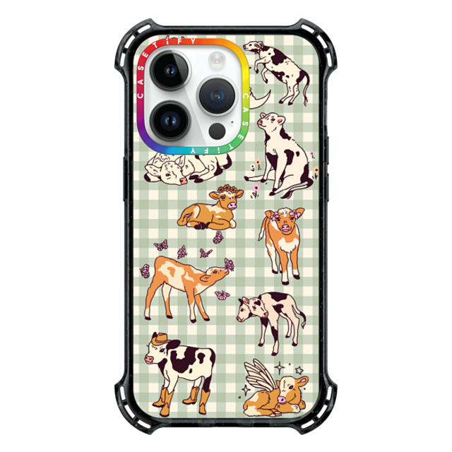 Kira Cyan x CASETiFY iPhone 14 Pro ケース ブラック プライド バウンス ケース MagSafe対応 Cow Gingham