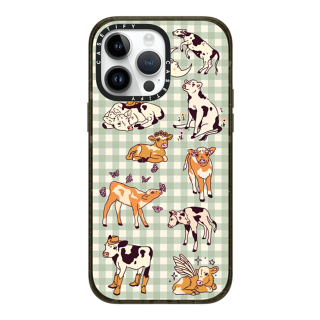 Kira Cyan x CASETiFY iPhone 14 Pro Max ケース ブラック インパクトケース MagSafe対応 Cow Gingham