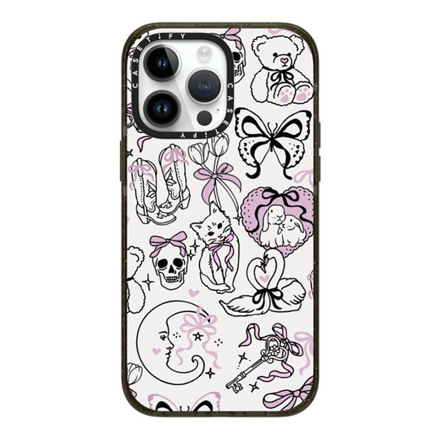 Kira Cyan x CASETiFY iPhone 14 Pro Max ケース ブラック インパクトケース MagSafe対応 Bow Coquette Stickers