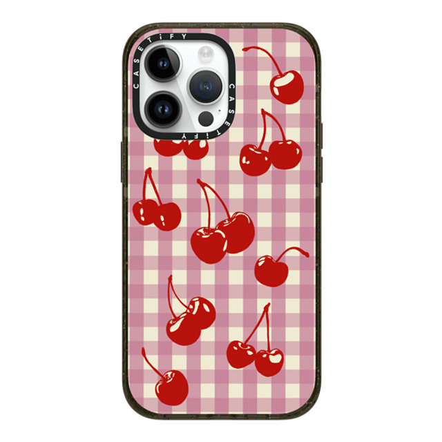 Kira Cyan x CASETiFY iPhone 14 Pro Max ケース ブラック インパクトケース MagSafe対応 Cherry Gingham