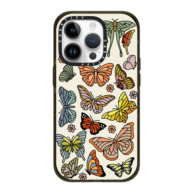 Kira Cyan x CASETiFY iPhone 14 Pro ケース ブラック インパクトケース MagSafe対応 Butterfly Study