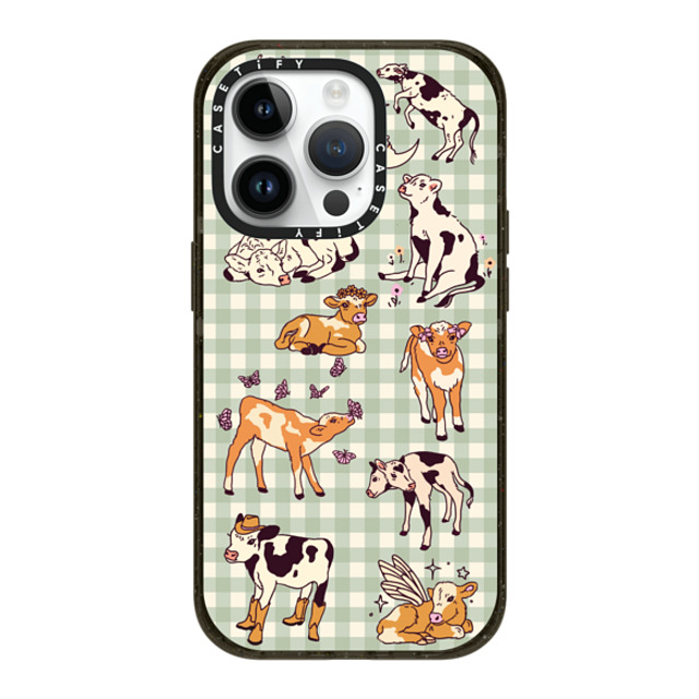 Kira Cyan x CASETiFY iPhone 14 Pro ケース ブラック インパクトケース MagSafe対応 Cow Gingham