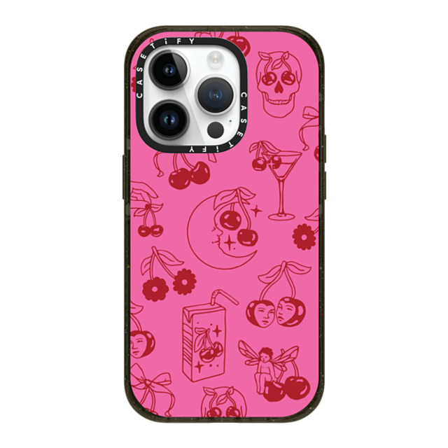 Kira Cyan x CASETiFY iPhone 14 Pro ケース ブラック インパクトケース MagSafe対応 Cherry Tattoo Flash