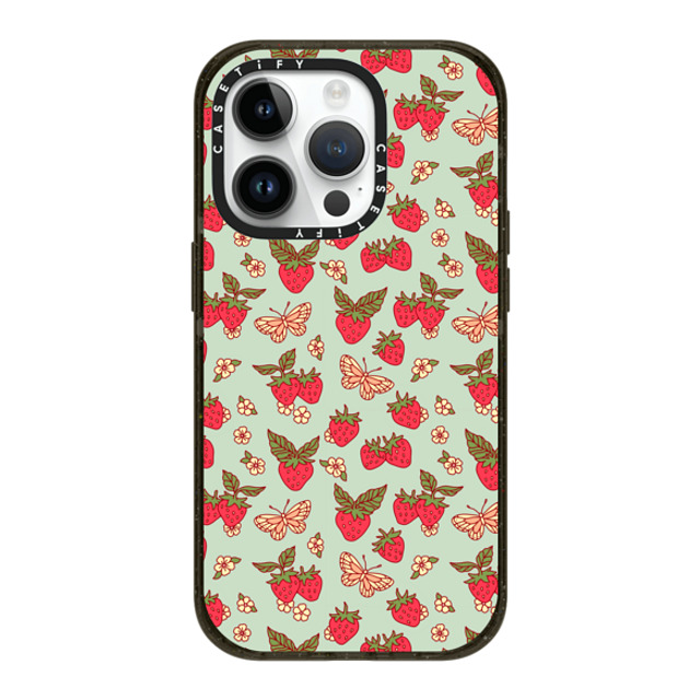 Kira Cyan x CASETiFY iPhone 14 Pro ケース ブラック インパクトケース MagSafe対応 Strawberry Field