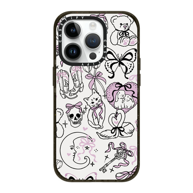 Kira Cyan x CASETiFY iPhone 14 Pro ケース ブラック インパクトケース MagSafe対応 Bow Coquette Stickers