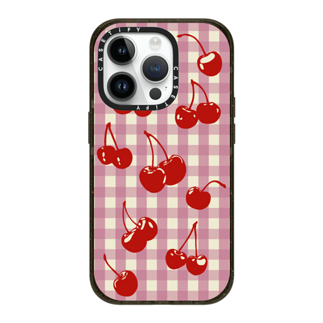 Kira Cyan x CASETiFY iPhone 14 Pro ケース ブラック インパクトケース MagSafe対応 Cherry Gingham