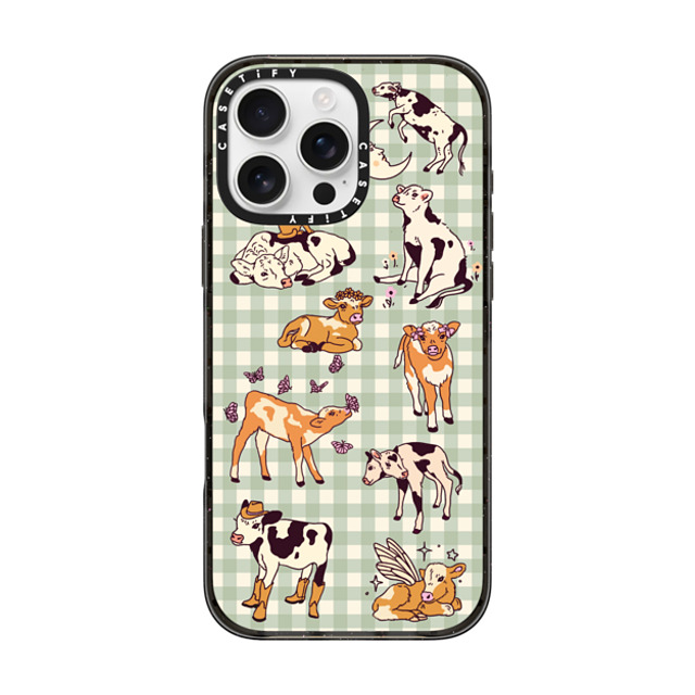 Kira Cyan x CASETiFY iPhone 16 Pro Max ケース ブラック インパクトケース MagSafe対応 Cow Gingham