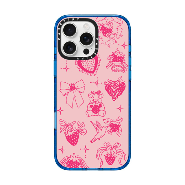 Kira Cyan x CASETiFY iPhone 16 Pro Max Case スカイブルー Impact Case MagSafe Compatible Strawberry Tattoo Flash Kira Cyan x CASETiFY iPhone 16 Pro Max Case スカイブルー Impact Case MagSafe Compatible Strawberry Tattoo Flash