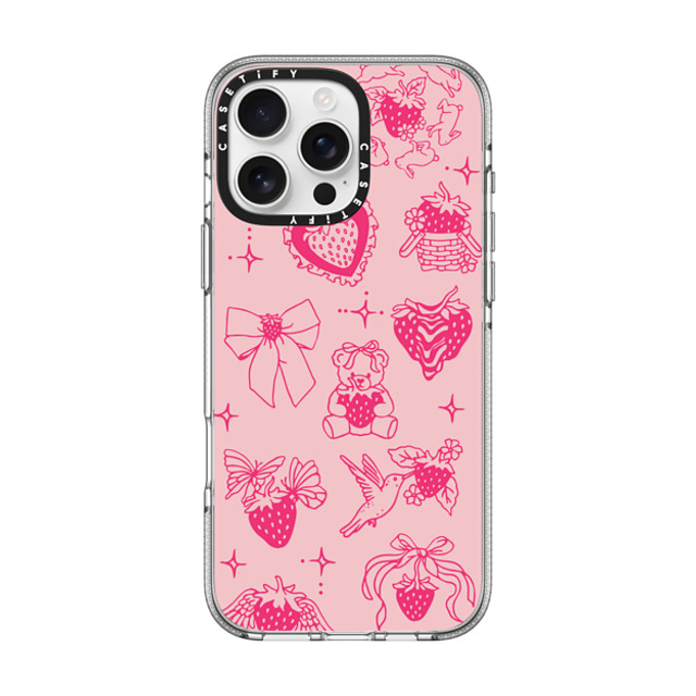 Kira Cyan x CASETiFY iPhone 16 Pro Max ケース クリア クリア ケース MagSafe対応 Strawberry Tattoo Flash