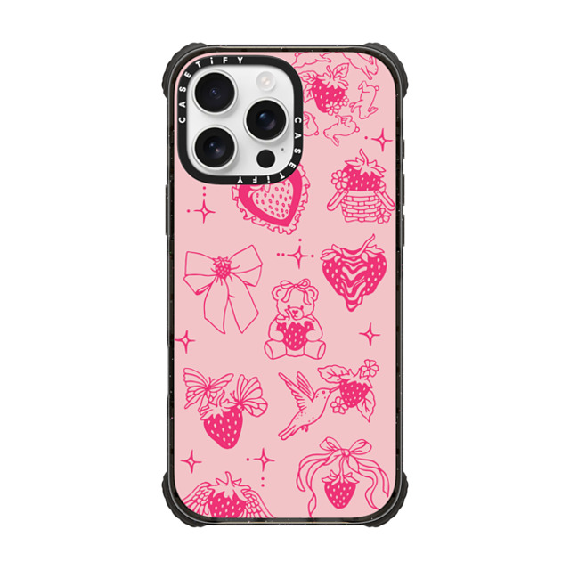 Kira Cyan x CASETiFY iPhone 16 Pro Max Case Black ウルトラ インパクトケース MagSafe 対応 Strawberry Tattoo Flash Kira Cyan x CASETiFY iPhone 16 Pro Max Case Black ウルトラ インパクトケース MagSafe 対応 Strawberry Tattoo Flash
