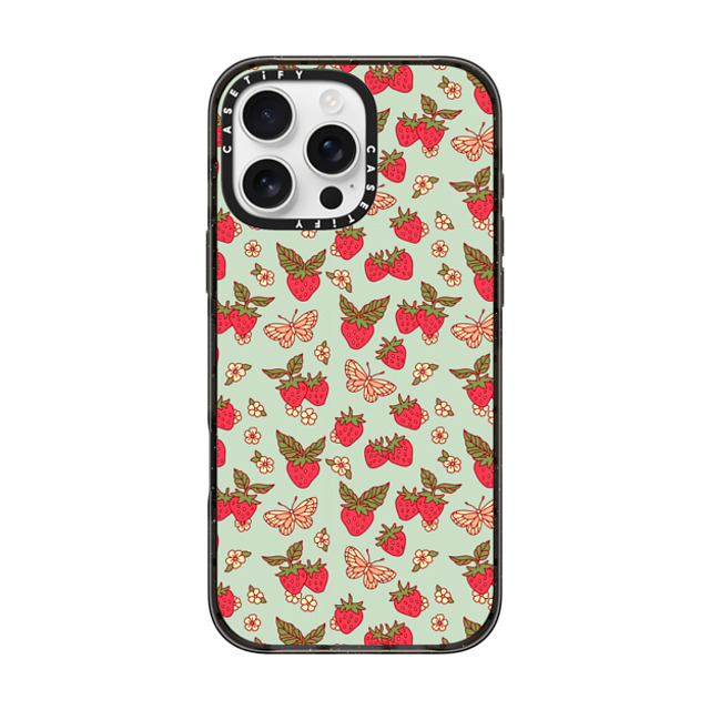 Kira Cyan x CASETiFY iPhone 16 Pro Max ケース ブラック インパクトケース MagSafe対応 Strawberry Field