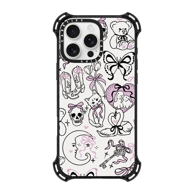 Kira Cyan x CASETiFY iPhone 16 Pro Max ケース ブラック バウンスケース Bow Coquette Stickers