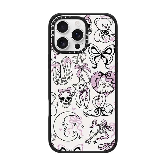 Kira Cyan x CASETiFY iPhone 16 Pro Max ケース マットブラック インパクトケース MagSafe対応 Bow Coquette Stickers