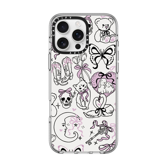 Kira Cyan x CASETiFY iPhone 16 Pro Max ケース クリア クリア ケース MagSafe対応 Bow Coquette Stickers