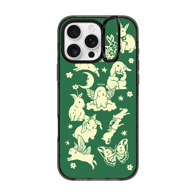 Kira Cyan x CASETiFY iPhone 16 Pro Max ケース ブラック インパクトリングスタンドケース MagSafe対応 Spring Bunnies