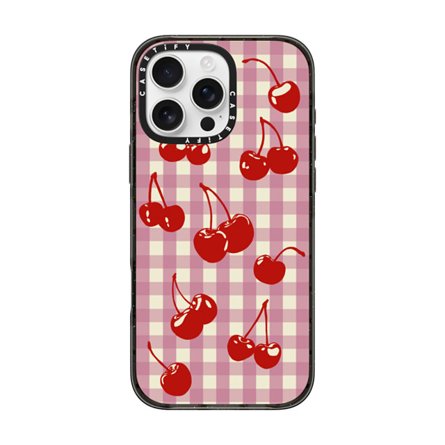 Kira Cyan x CASETiFY iPhone 16 Pro Max ケース ブラック インパクトケース Cherry Gingham