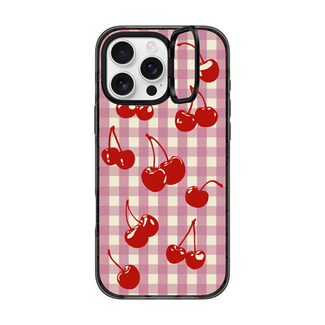 Kira Cyan x CASETiFY iPhone 16 Pro Max ケース ブラック インパクトリングスタンドケース MagSafe対応 Cherry Gingham