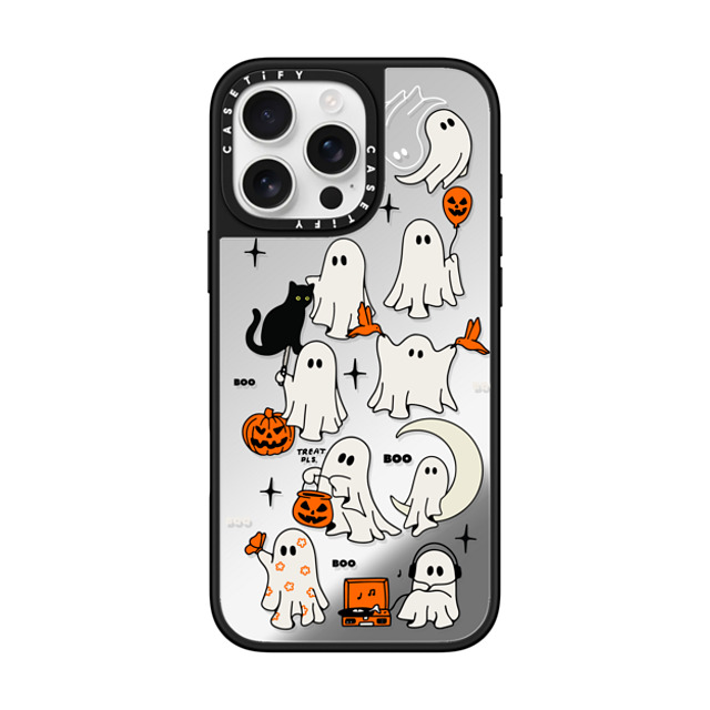 Kira Cyan x CASETiFY iPhone 16 Pro Max ケース Silver on Black ミラーケース MagSafe対応 Boo Things