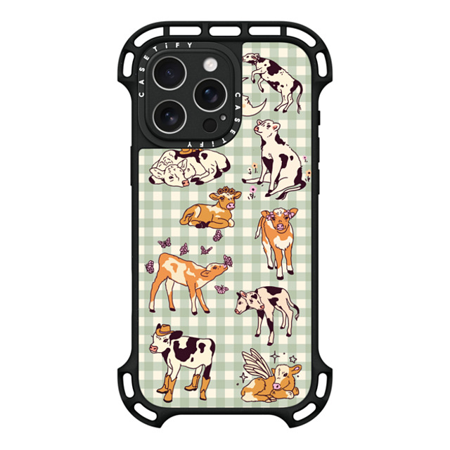 Kira Cyan x CASETiFY iPhone 16 Pro Max ケース ブラック ウルトラ バウンスケース MagSafe対応 Cow Gingham