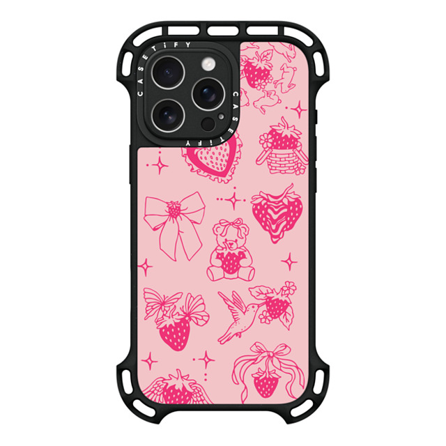 Kira Cyan x CASETiFY iPhone 16 Pro Max ケース ブラック ウルトラ バウンスケース MagSafe対応 Strawberry Tattoo Flash