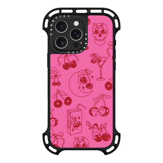 Kira Cyan x CASETiFY iPhone 16 Pro Max ケース ブラック ウルトラ バウンスケース MagSafe対応 Cherry Tattoo Flash