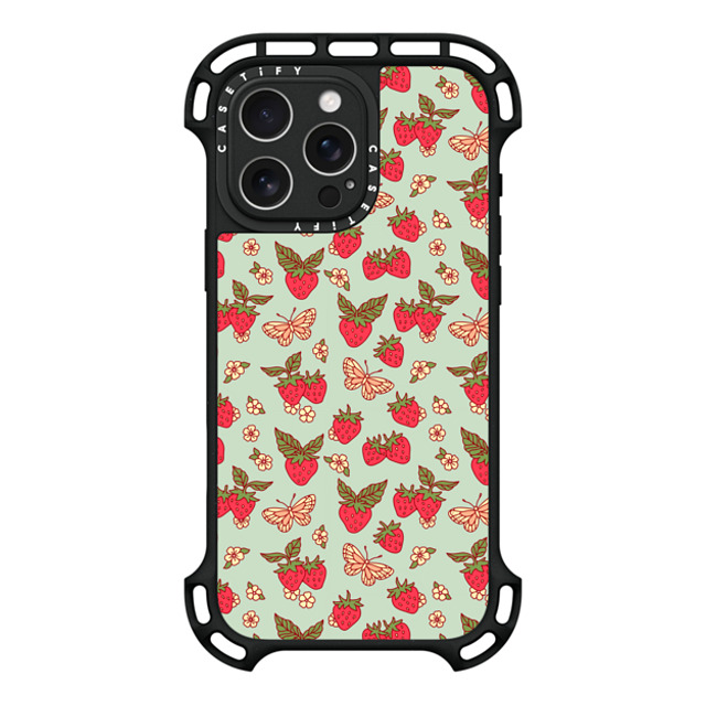 Kira Cyan x CASETiFY iPhone 16 Pro Max ケース ブラック ウルトラ バウンスケース MagSafe対応 Strawberry Field