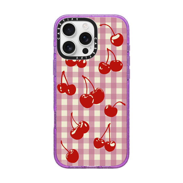 Kira Cyan x CASETiFY iPhone 16 Pro Max Case Glitter Purple Impact Case MagSafe Compatible Cherry Gingham Kira Cyan x CASETiFY iPhone 16 Pro Max Case Glitter Purple Impact Case MagSafe Compatible Cherry Gingham