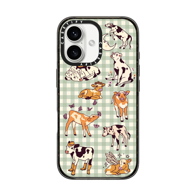 Kira Cyan x CASETiFY iPhone 16 ケース ブラック インパクトケース MagSafe対応 Cow Gingham