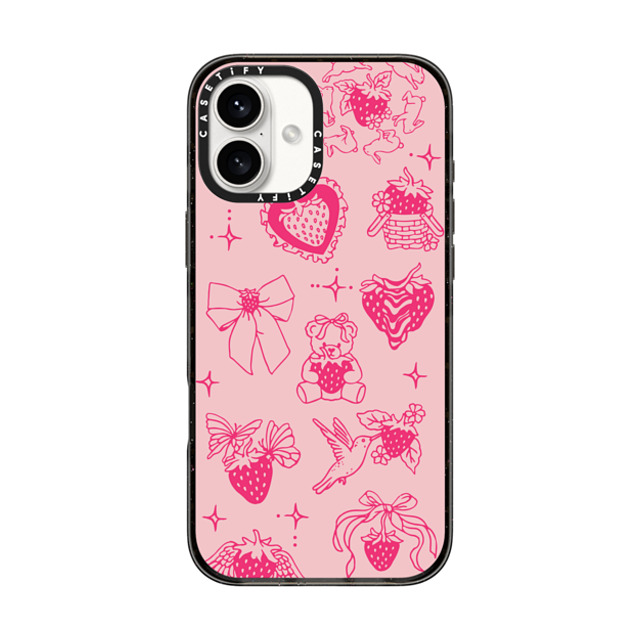 Kira Cyan x CASETiFY iPhone 16 Plus ケース ブラック インパクトケース Strawberry Tattoo Flash