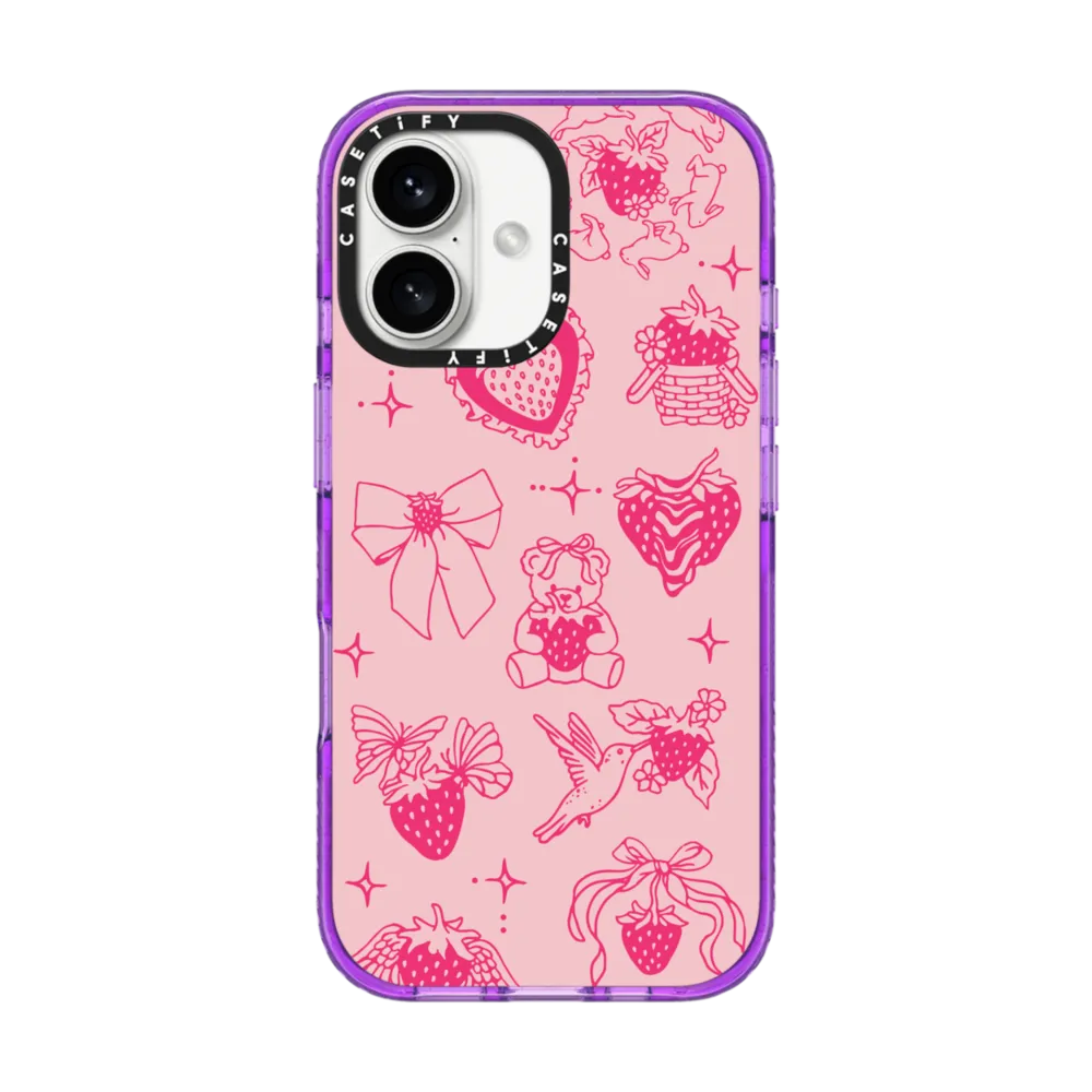 Impact iPhone 16 Case MagSafe Compatible - Strawberry Tattoo Flash