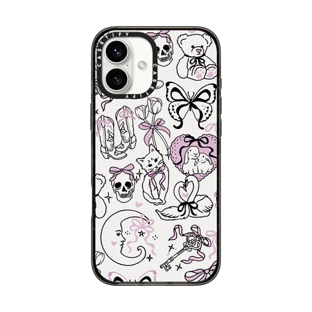 Kira Cyan x CASETiFY iPhone 16 Plus ケース ブラック インパクトケース Bow Coquette Stickers