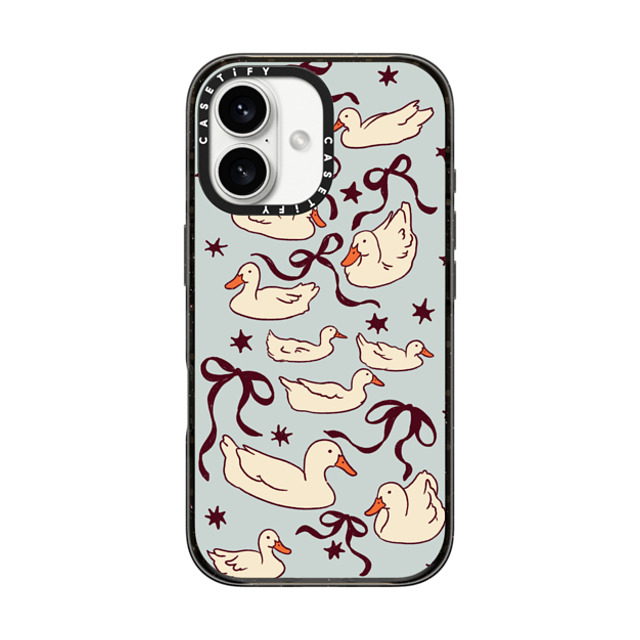 Kira Cyan x CASETiFY iPhone 16 ケース ブラック インパクトケース MagSafe対応 Ducks and bows