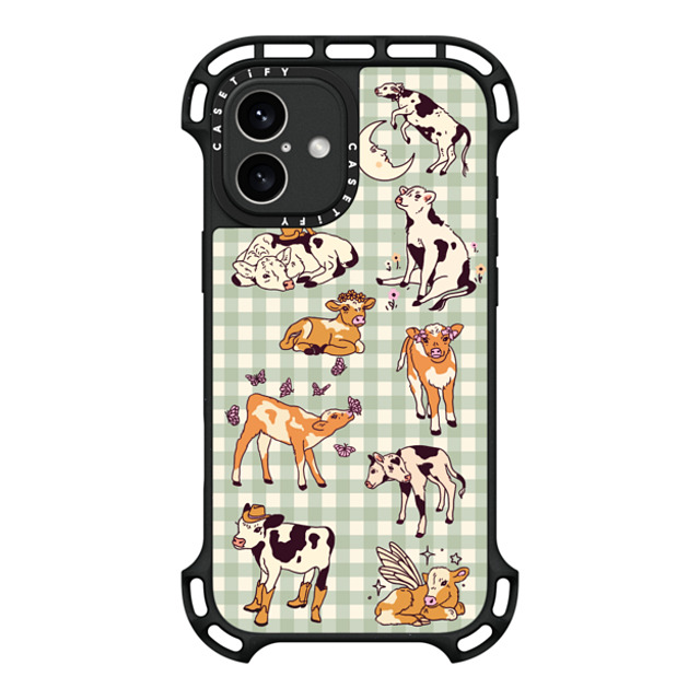 Kira Cyan x CASETiFY iPhone 16 Plus ケース ブラック ウルトラ バウンスケース MagSafe対応 Cow Gingham