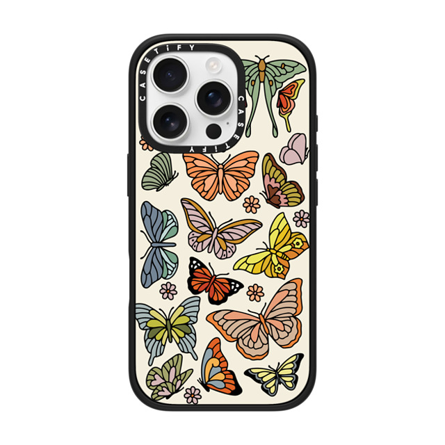 Kira Cyan x CASETiFY iPhone 16 Pro ケース マットブラック インパクトケース MagSafe対応 Butterfly Study