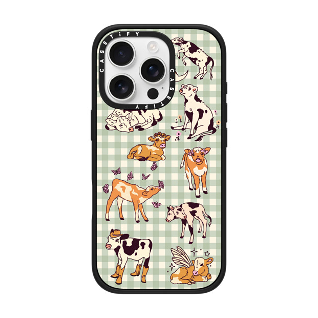 Kira Cyan x CASETiFY iPhone 16 Pro ケース マットブラック インパクトケース MagSafe対応 Cow Gingham