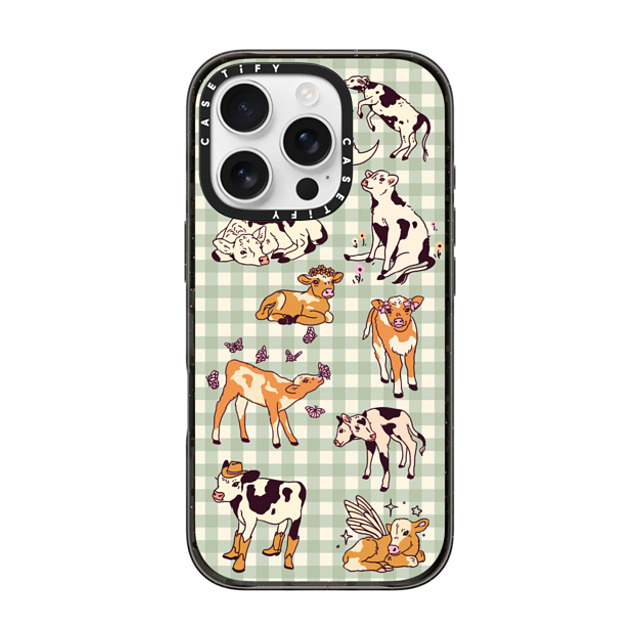 Kira Cyan x CASETiFY iPhone 16 Pro ケース ブラック インパクトケース Cow Gingham